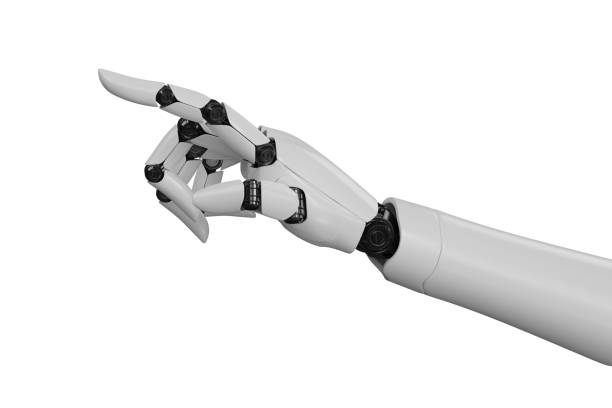 istock 3D rendering robotic hand on a white background, Robot hand Industry and robotic concept technology. 1410927627
