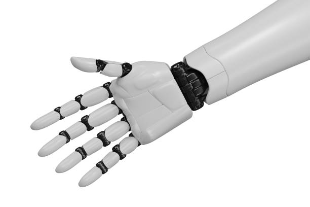 istock 3D rendering robotic hand on a white background, Robot hand Industry and robotic concept technology. 1410928244