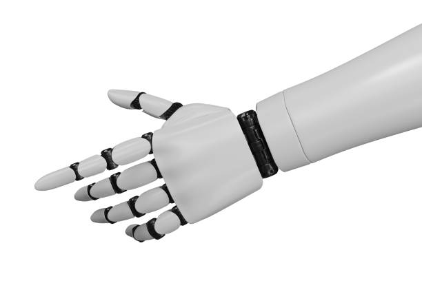 istock 3D rendering robotic hand on a white background, Robot hand Industry and robotic concept technology. 1410928427