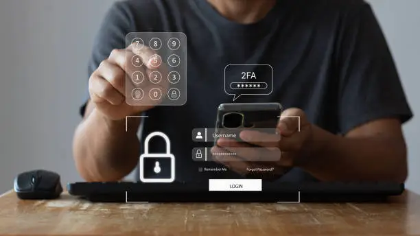 Photo of 2FA increases the security of your account, Two-Factor Authentication digital screen displaying a 2fa concept, Privacy protect data and cybersecurity. Cyber information security concept.