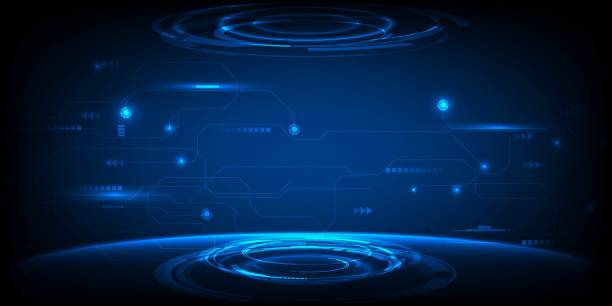 istock Vector illustrations of blue neon futuristic digital innovation and technology. 1410938906