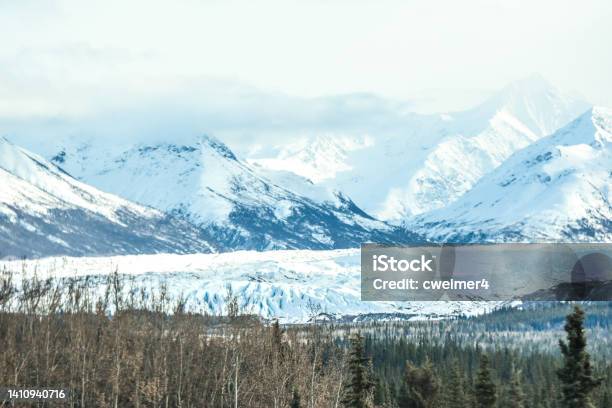 Matanuska Glacier With Chugach Mountain Backgrounds Stock Photo - Download Image Now