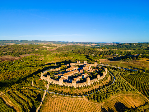 Monteriggioni, a medieval walled town in the province of Siena