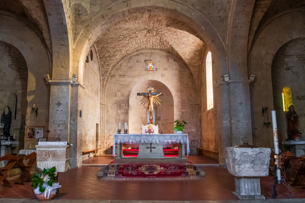 Basilica di Sant'Agata in Asciano - Tuscany stock photo