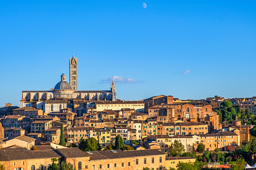 Panoramic view of Siena, with in background the Cathedral of Santa Maria Assunta