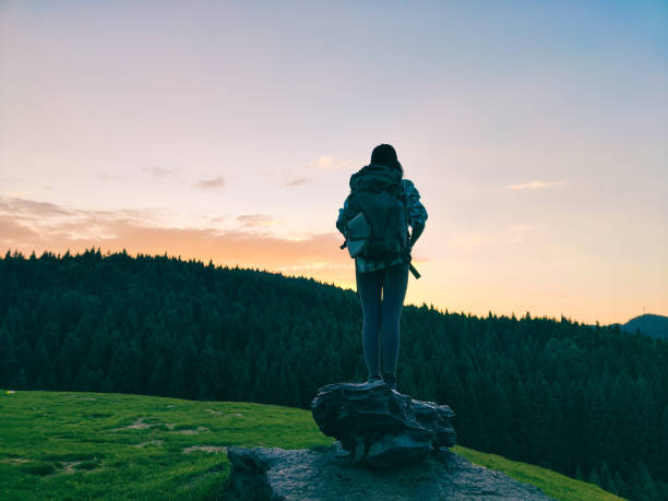 istock hiker standing on top of the mountain 1410957152
