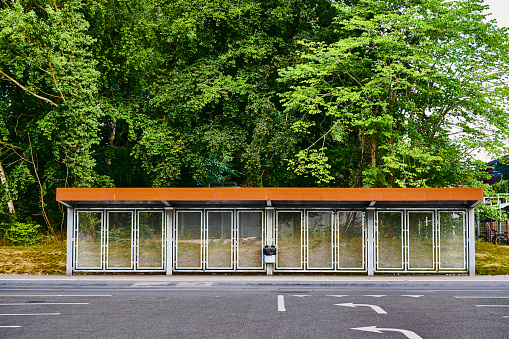 Simple bus shelter in Odense, Europe