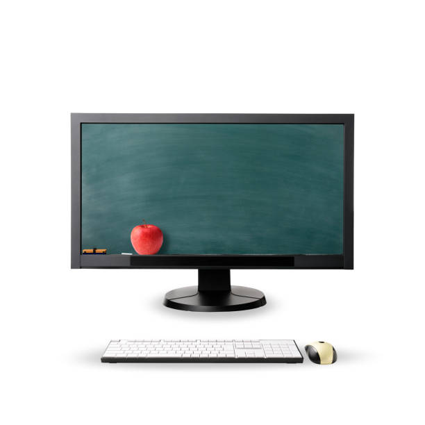 Close-up of Back to School text on the blackboard projected on the computer monitor.Concept of education.