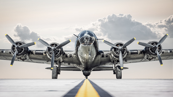 historical bomber on a runway