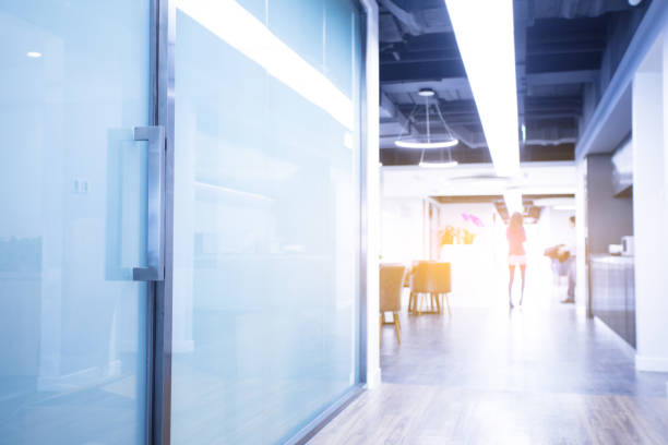 Abstract blurred office interior background，use for background or backdrop in business concept