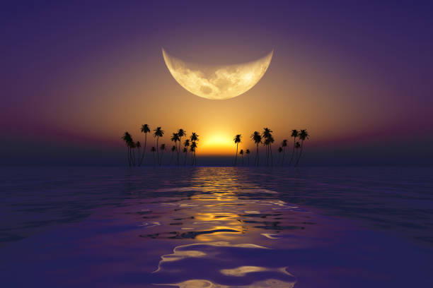 istock big yellow moon over purple sunset 1410970225