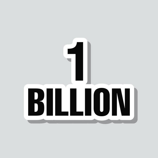 1 milliarde. symbolaufkleber auf grauem hintergrund - billion stock-grafiken, -clipart, -cartoons und -symbole