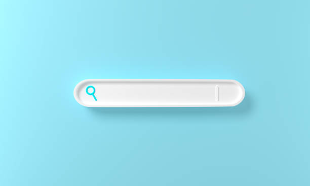 istock illustration of minimal blank search bar on blue background. web concept. 3d rendering. Search bar design element Bar for UI. 3D bar Browser button for website and UI design. 1410976507