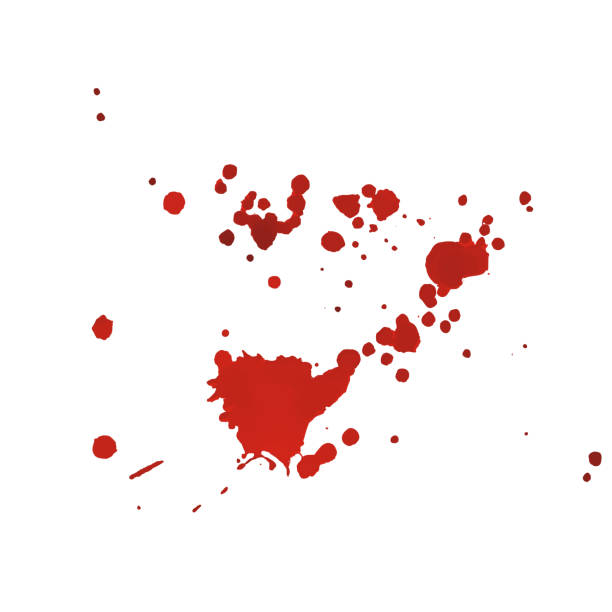 percikan darah cat air merah pada latar belakang putih - blood ilustrasi stok