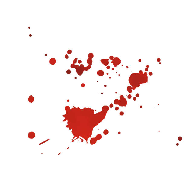 Red watercolor blood splash on a white background Red watercolor blood splash on a white background. Vector paint stain in red color. Blood splatter drop. Abstract red watercolor blot. Ink brush texture blood stain stock illustrations