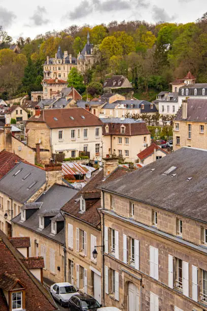 Les toits de Pierrefonds, a commune located in the Oise department, in the Hauts-de-France region, on the south-eastern edge of the Compiègne forest.