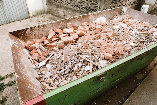 A container with debris