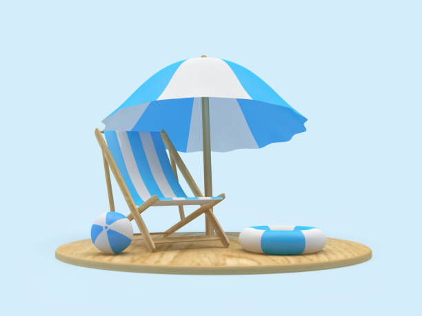 istock Chaise lounge under a sun umbrella. 3D 1410981267