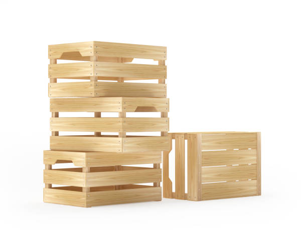 istock Stack of wooden boxes or pallets. 3D 1410981400