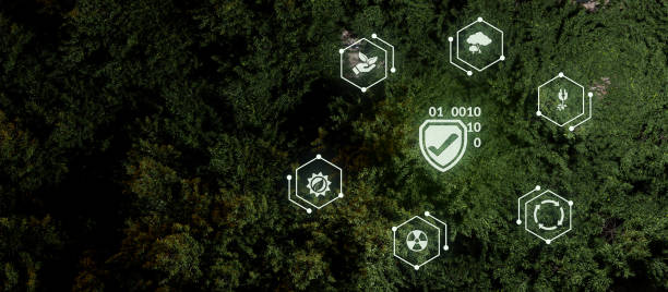 istock Earth Friendly Conservation In Modernization Development Green Eco Dark Green Concept Background 3d Render 1410982620
