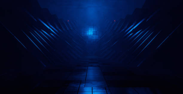 istock Fantasy Abstract Futuristic Navy Blue Composition Background Wallpaper 3D Illustration 1410982880