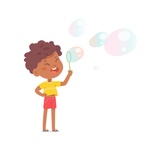 Boy Blowing Bubbles Clipart