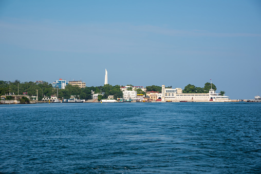 Sevastopol, Crimea - June 26, 2015: View of embankment of Sevastopol. Grafskaya Pier (Count's Jetty) in Sevastopol is a famous architectural monument and the main sea gate in the city
