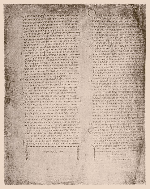 ilustraciones, imágenes clip art, dibujos animados e iconos de stock de manuscrito de la biblia griega del siglo 5, el llamado codex alexandrinus - circa 5th century illustrations