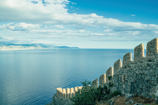 One of the most interesting sightseeing of Mediterranean Turkey - ancient old Castle with beautiful view to the sea