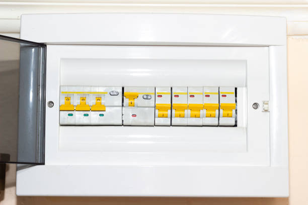 indoor home open electrical breaker panel