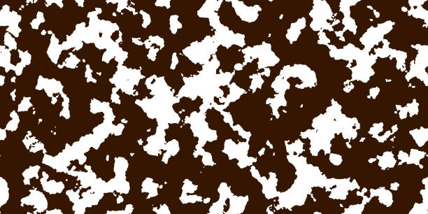 シームレスなパターンとして茶色の斑点を持つ白い牛革 - cow hide fur backgrounds点のイラスト素材／クリップアート素材／マンガ素材／アイコン素材