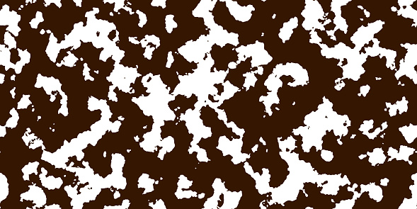 White cowhide with brown spots as a seamless pattern. Spotted vector background. Animal print. Panda, dalmatian or appaloosa horse skin texture.