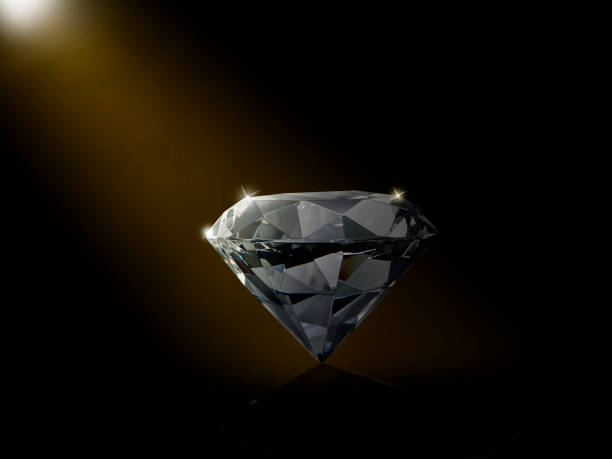 istock Dazzling diamond on the with black background 1411007381