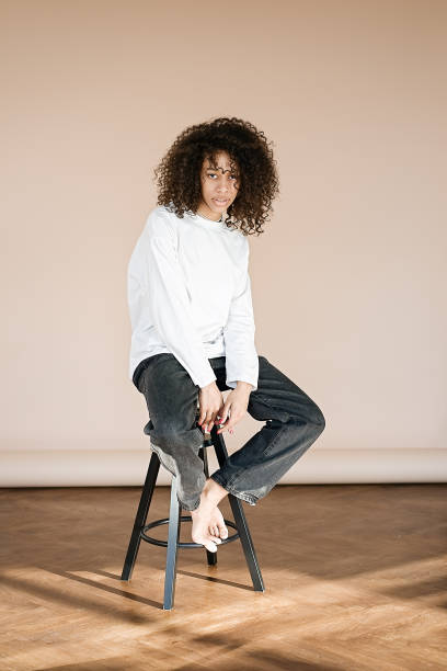 istock Studio portrait african american girl 1411010169