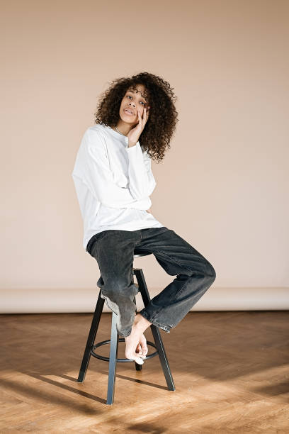 istock Studio portrait african american girl 1411010219