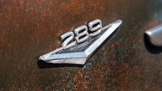 LANDAU - JUL 10, 2022: Fragment of old rusty 1950 Ford  F-3 289