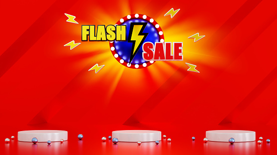 Flash Sale word poster or banner or poster, template for campaign promote on websites and social media, 3D rendering.