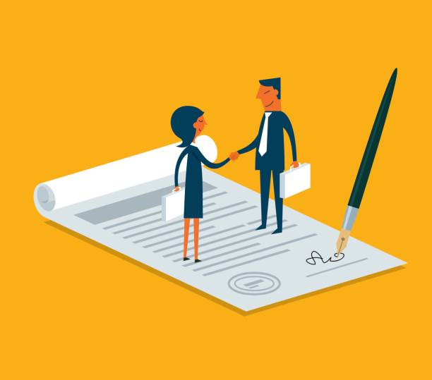 Agreement contract - Business people vector art illustration