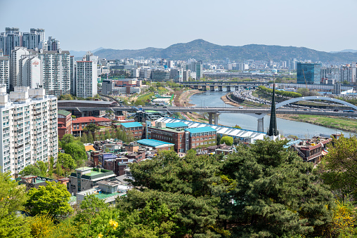 Panoramic cityscape of Seoul, capital of South Korea on April 15 2022
