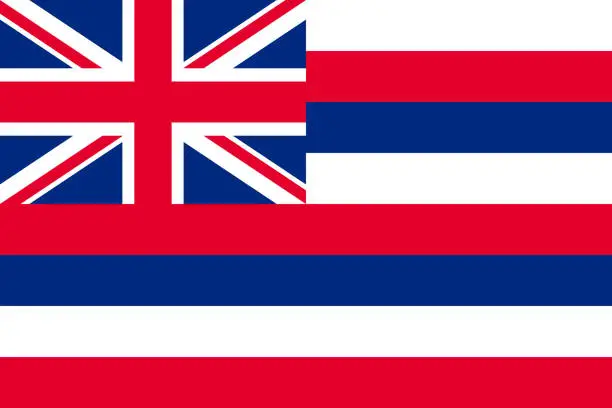 Vector illustration of Flag of Hawaii, symbol of USA federal state