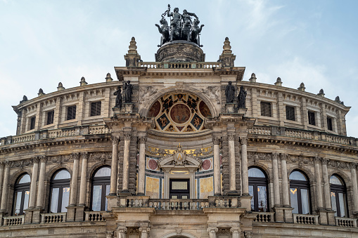 Dresden, Germany - May 10, 2022: The Semperoper in Dresden during the day.