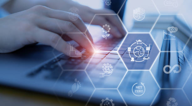 istock Growing sustainability. LCA-Life cycle assessment concept. Assessing environmental impacts associated on value chain product. Carbon footprint evaluation. ISO LCA standard, aim to limit climate change 1411014108