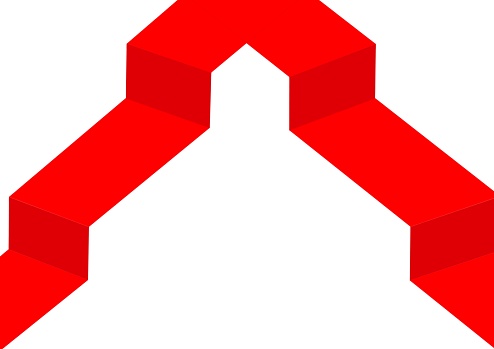 3D illustration of abstract red shapes