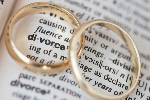 Weeding rings on word divorce in dictionary.