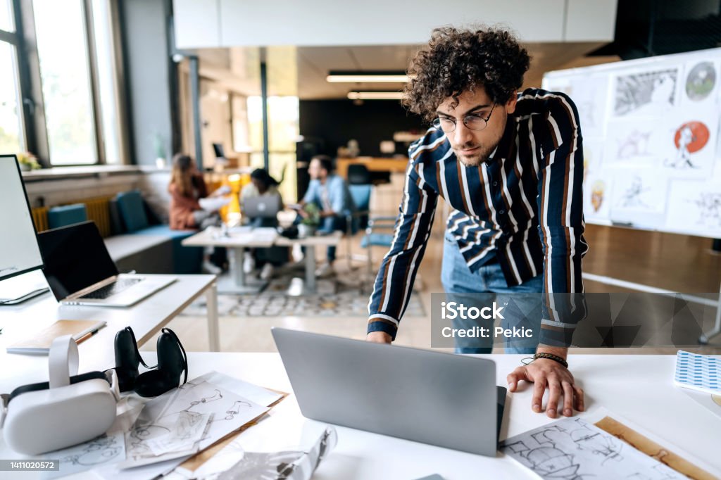 Texelwork Game Developer Character Game Developer At Work Stock Photo - Download Image Now ...