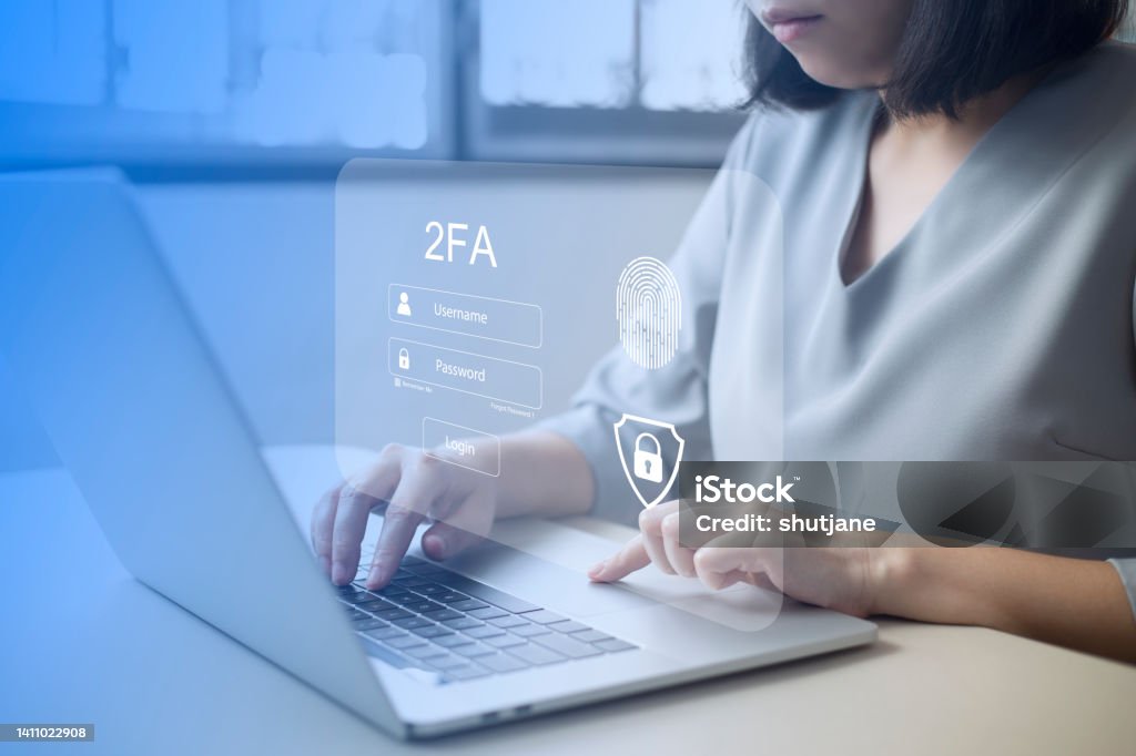 Person Using Screen Person Using Laptop And Touching Virtual Screen For Twofactor ...