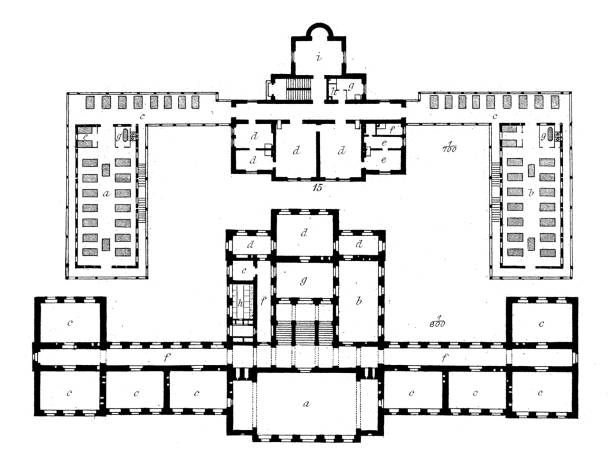 illustrations, cliparts, dessins animés et icônes de illustration ancienne: constructions et architecture: institut de chemnitz - built structure germany history 19th century style