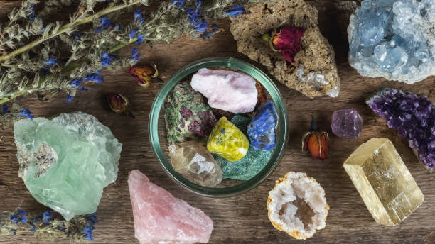 istock Colorful healing crystals and minerals set up 1411026066