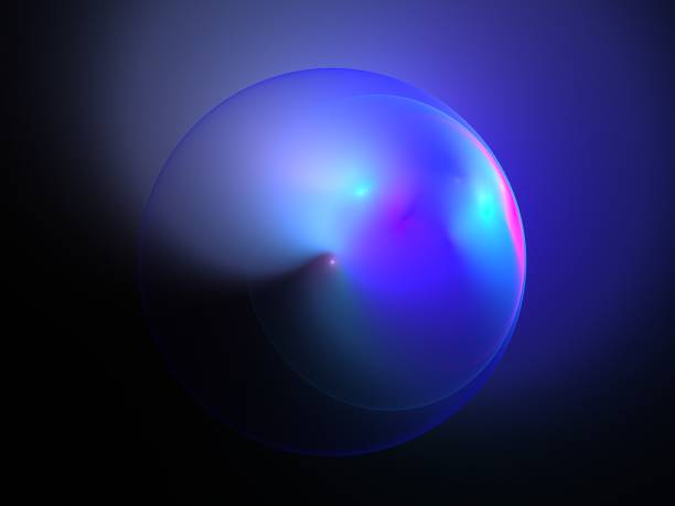 istock Abstract futuristic composition in blue purple tones on a black background 1411028300