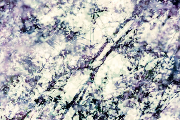 Red and white abstract tree leaves and branches background